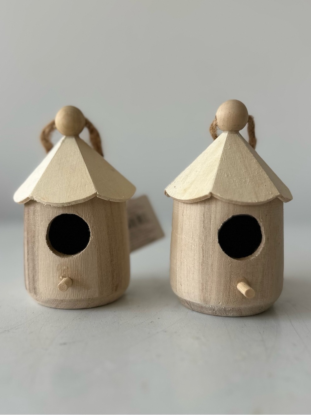 Set of 2 Wooden Mini Birdhouse Ornaments - unfinished Birdhouse Crafts